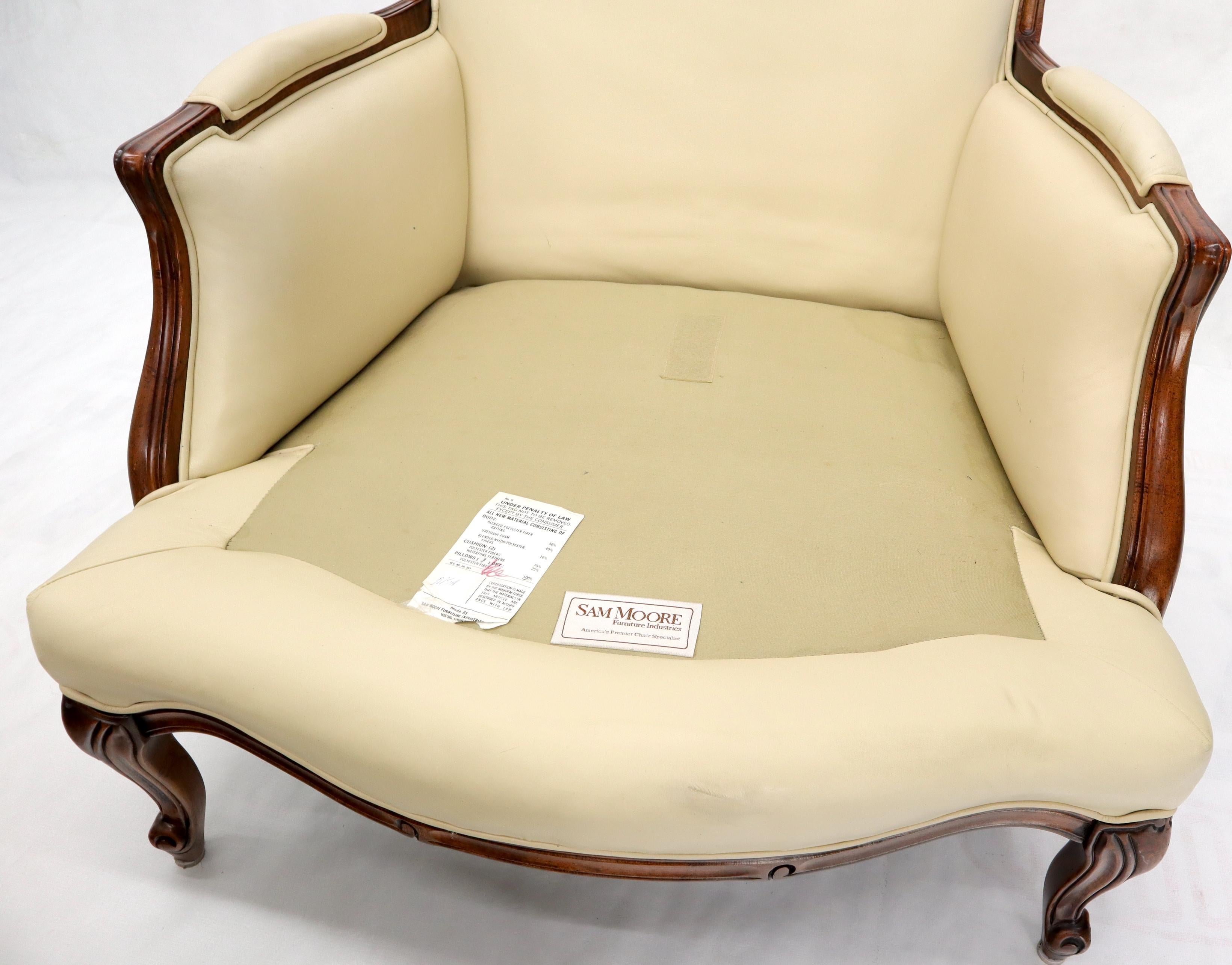 Cream Leather Chaise 2-Part Chaise Lounge Chair and Ottoman 7