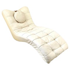 Cream Leather Chaise Longue