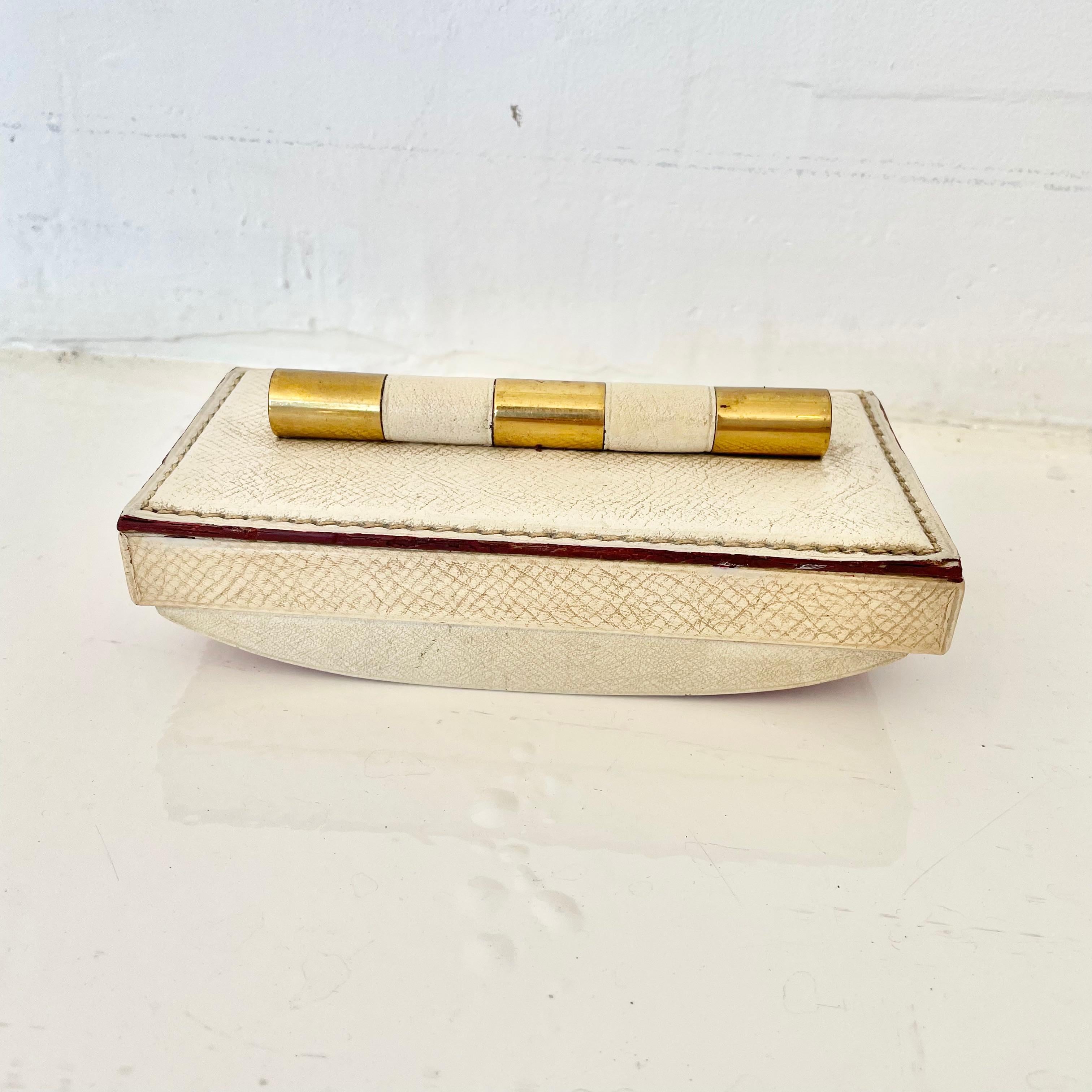 Mid-20th Century Cream Leather Desk Set by Longchamp For Sale