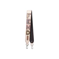 Cream Leather Embellished Strap You Bag Strap