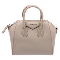Cream leather Givenchy Mini Antigona satchel with silver-tone hardware
