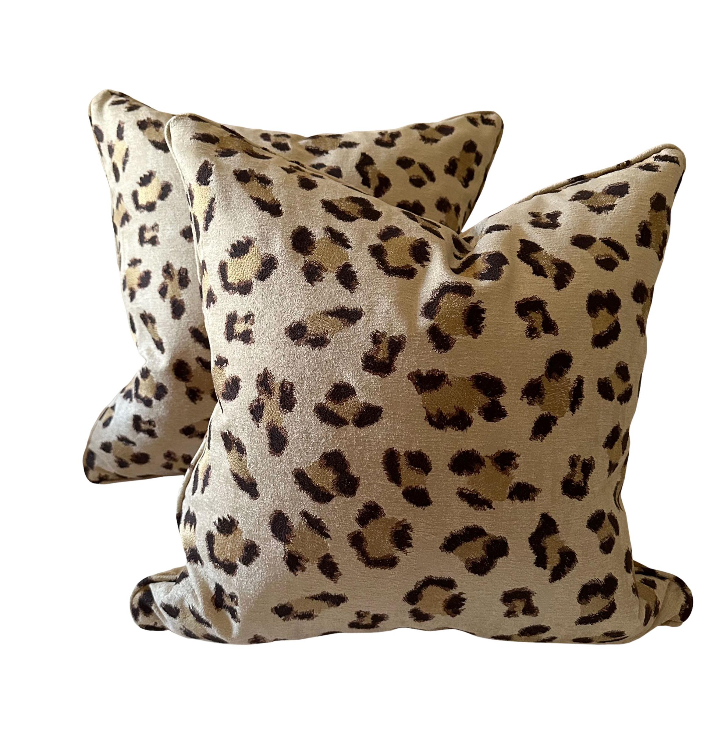 Italian Cream Leopard Scalamandre Pillows, a Pair