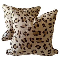 Cream Leopard Scalamandre Pillows, a Pair