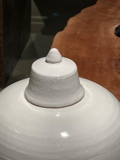 Contemporary Cream Ceramic Lidded Vase, Ginger Jar Style, China