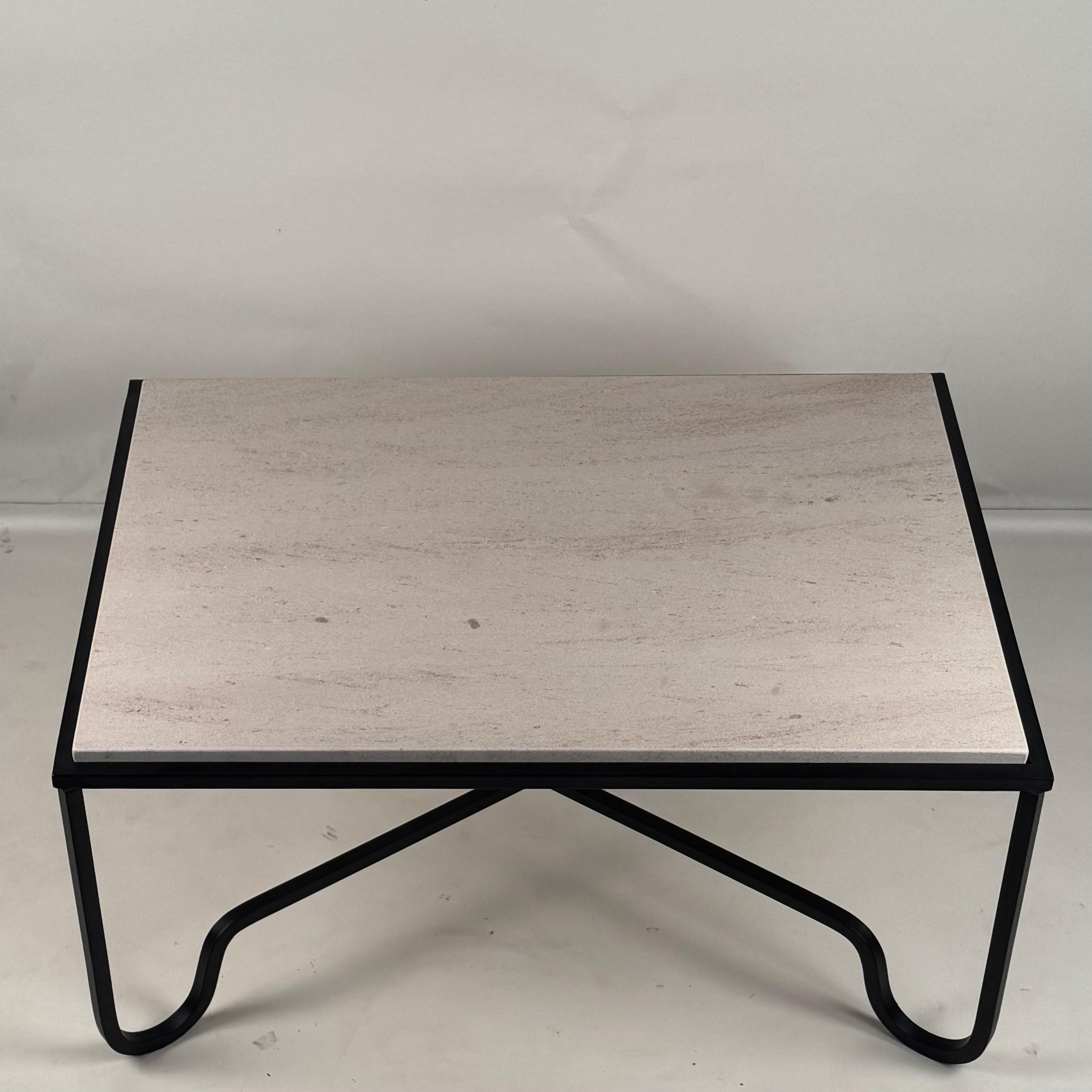 Powder-Coated Cream Limestone 'Entretoise' Coffee Table by Design Frères For Sale