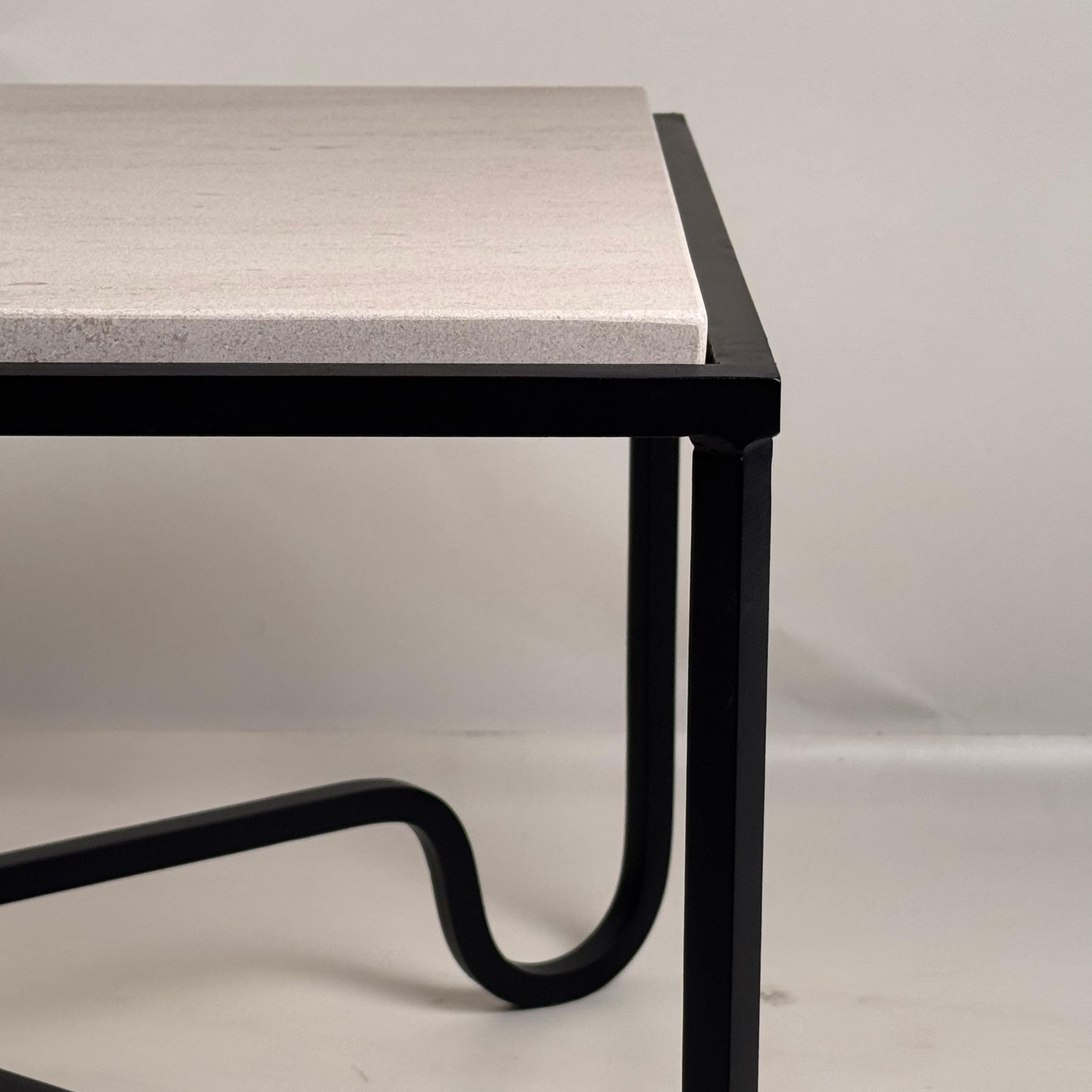 Cream Limestone 'Entretoise' Coffee Table by Design Frères In Excellent Condition For Sale In Los Angeles, CA