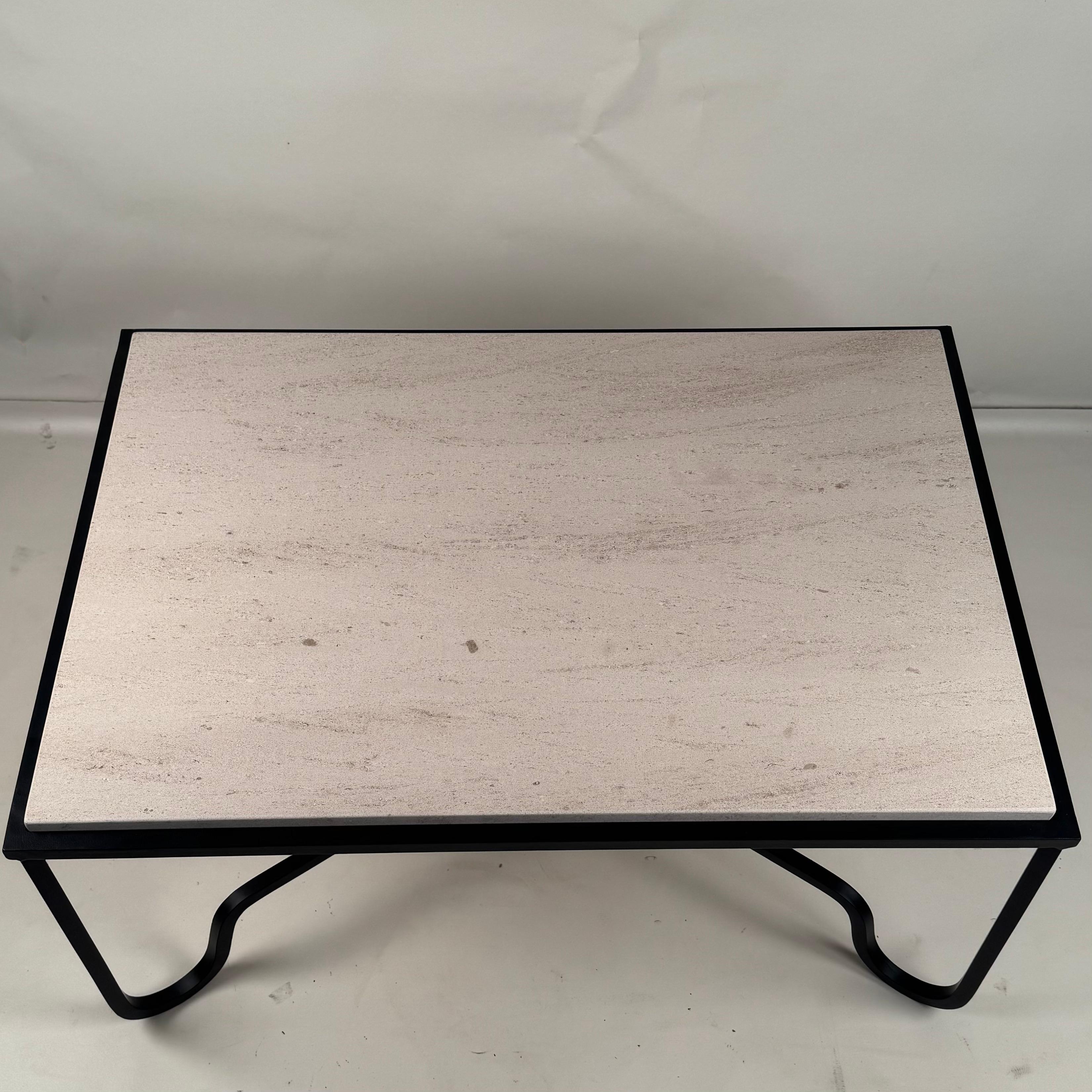 Contemporary Cream Limestone 'Entretoise' Coffee Table by Design Frères For Sale