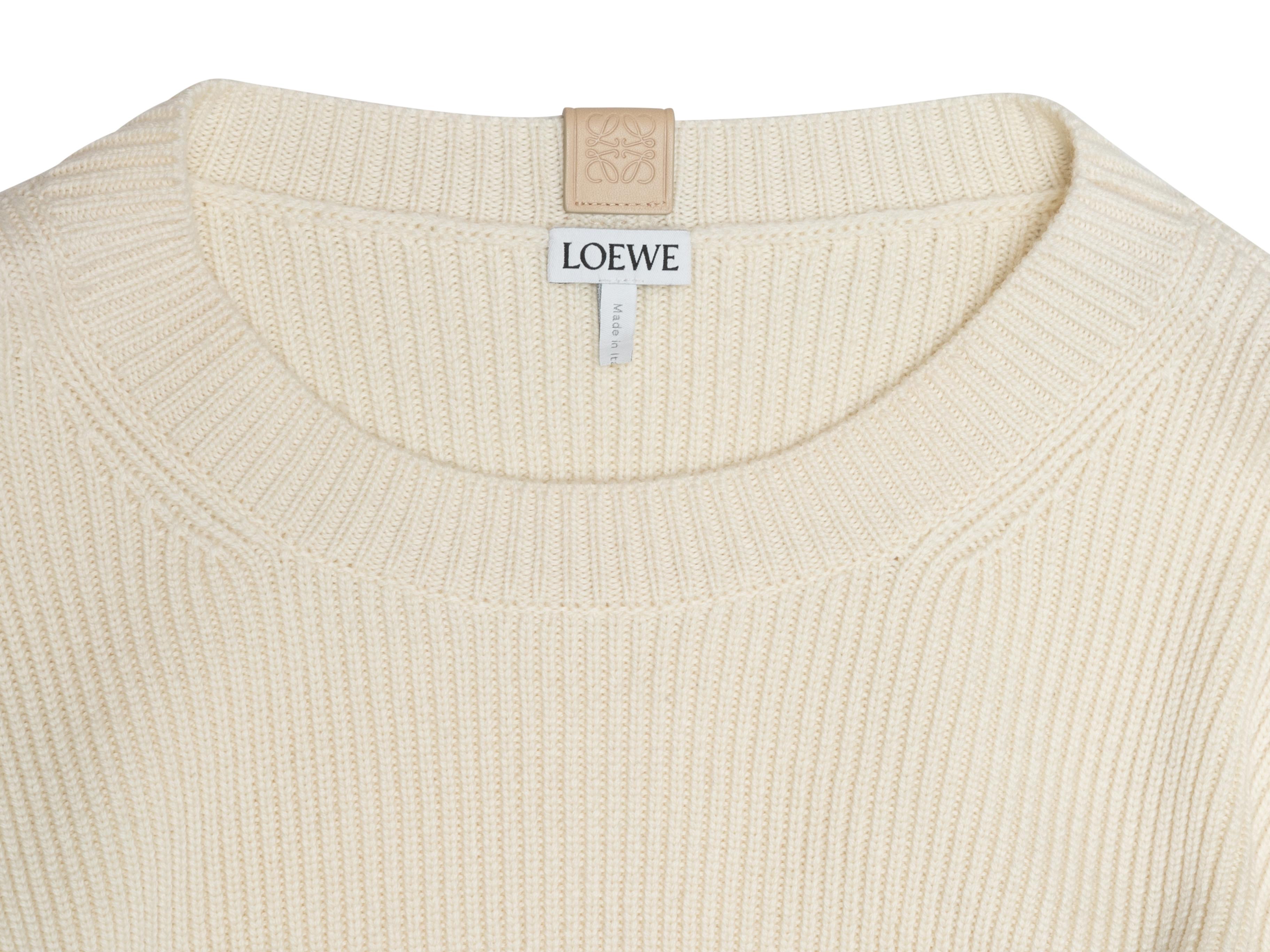Women's Cream Loewe Rib Knit Wool Sweater Size US S