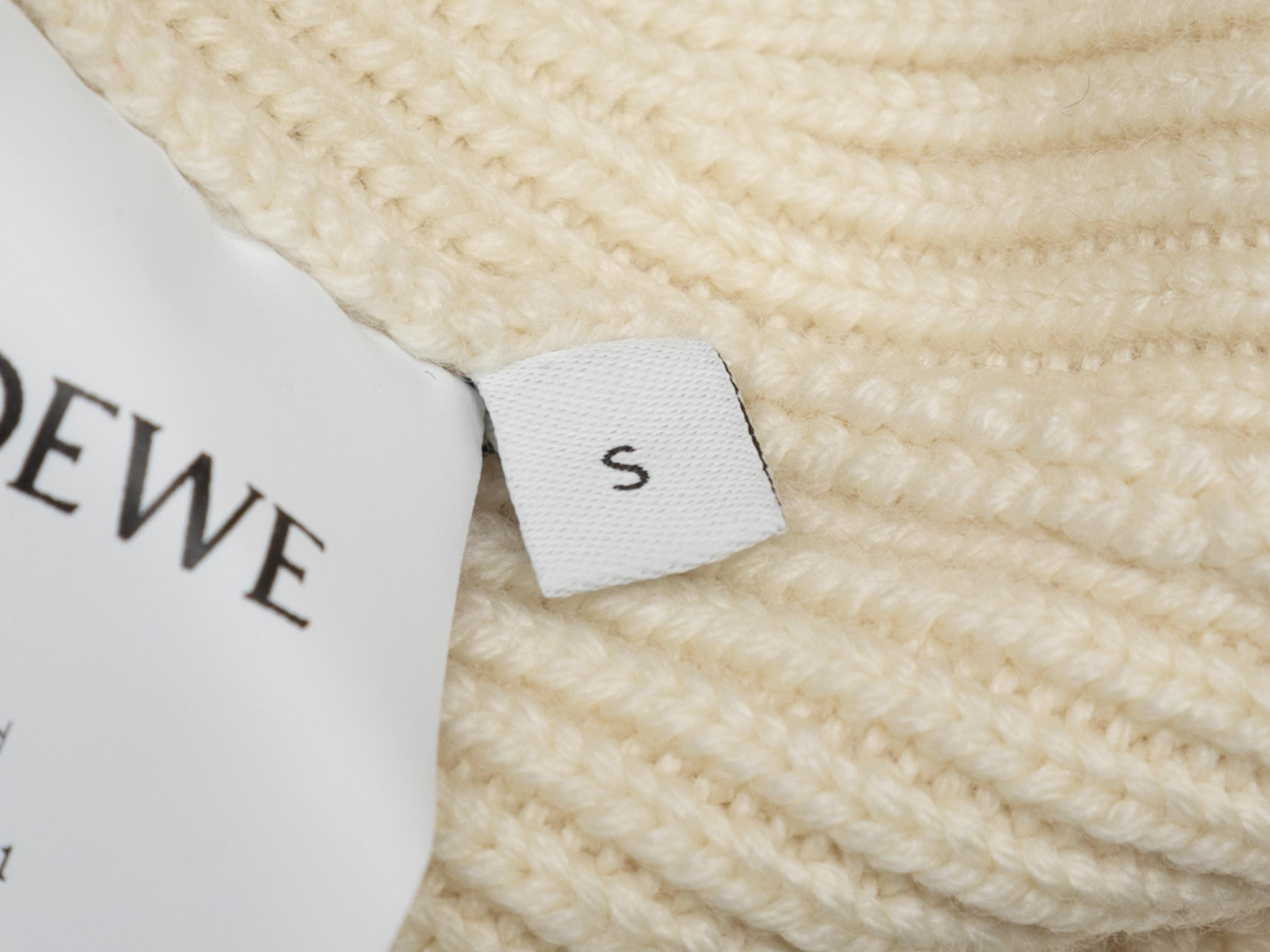 Cream Loewe Rib Knit Wool Sweater Size US S For Sale 2