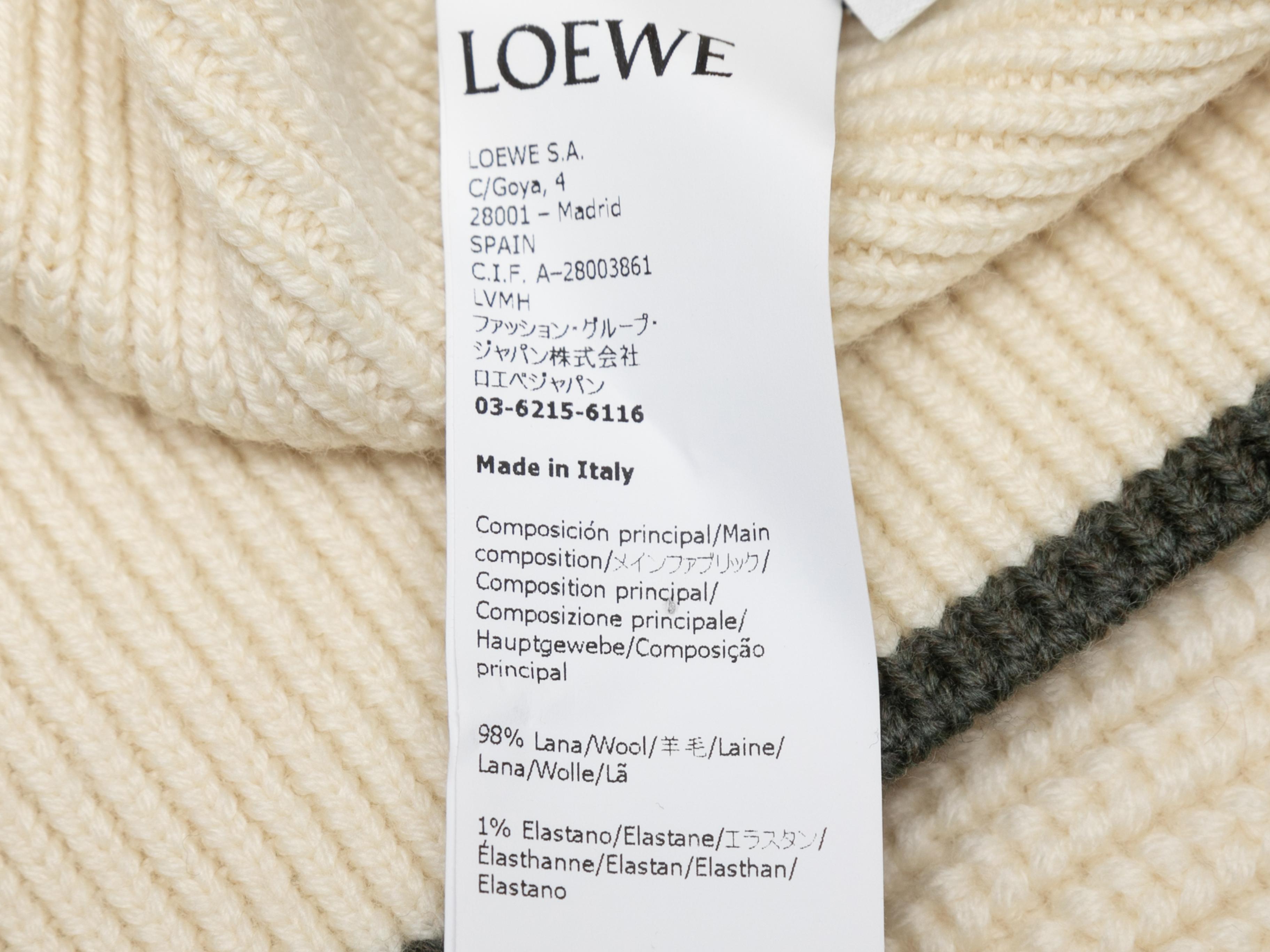 Cream Loewe Rib Knit Wool Sweater Size US S 3