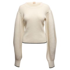 Used Cream Loewe Rib Knit Wool Sweater Size US S