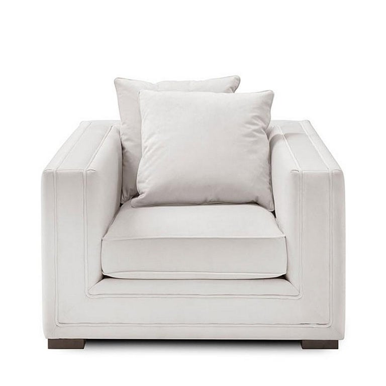 Cream Lounge Armchair With Cream Velvet For Sale At 1stdibs