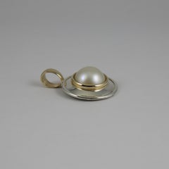Cream Mabe Pearl 9k Yellow Gold and Sterling Silver Pendant