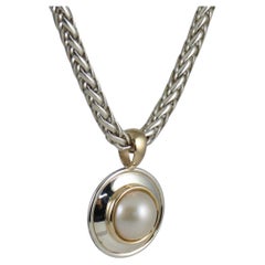 Cream Mabe Pearl 9k Yellow Gold and Sterling Silver Pendant