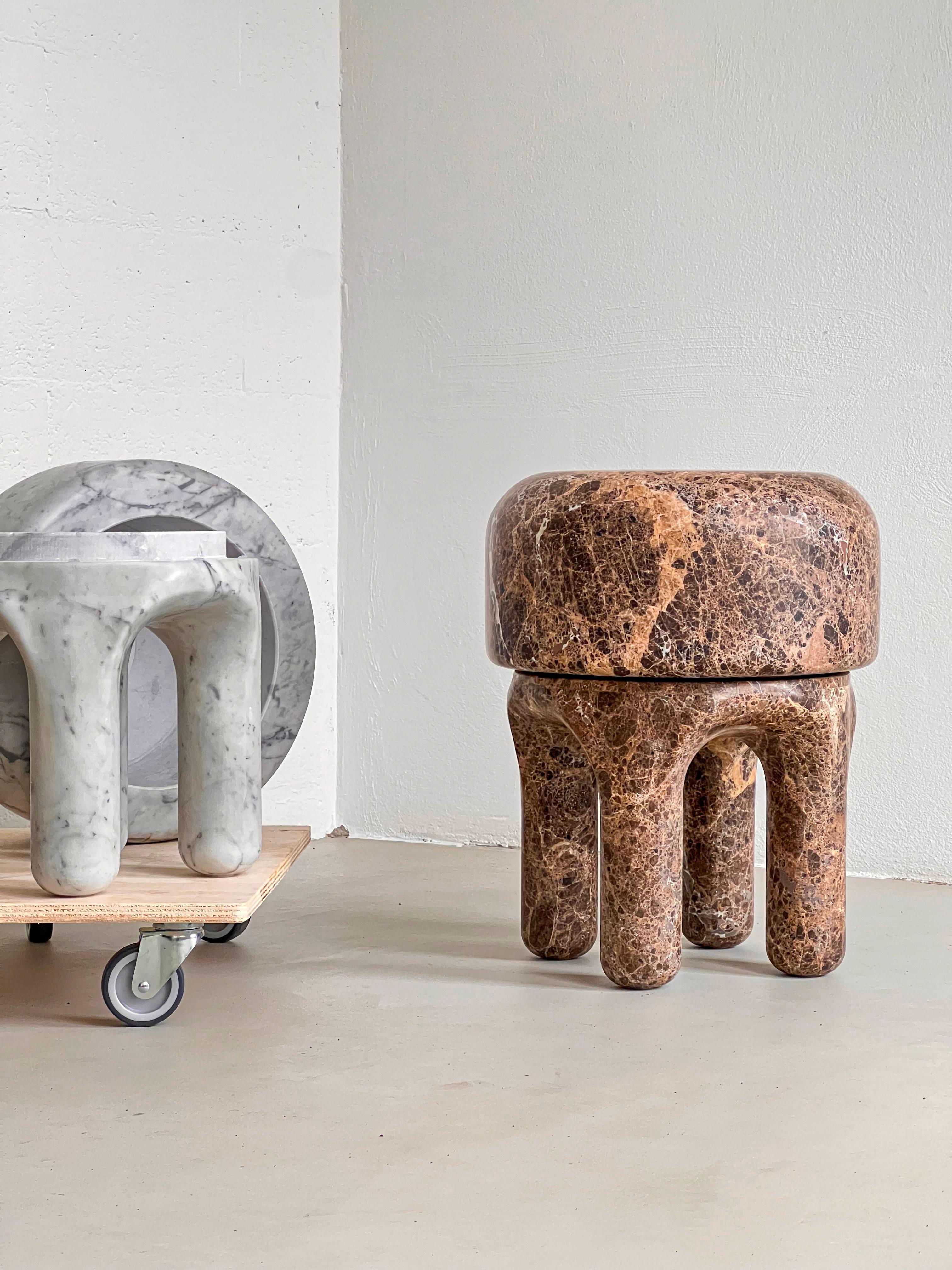 Carved Sculptural Medusa Side table / Stool by Spinzi Milano , Collectible Design For Sale