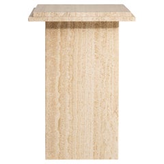 Cream Marble Travertine Pedestal Table, French Provincial, 1970s