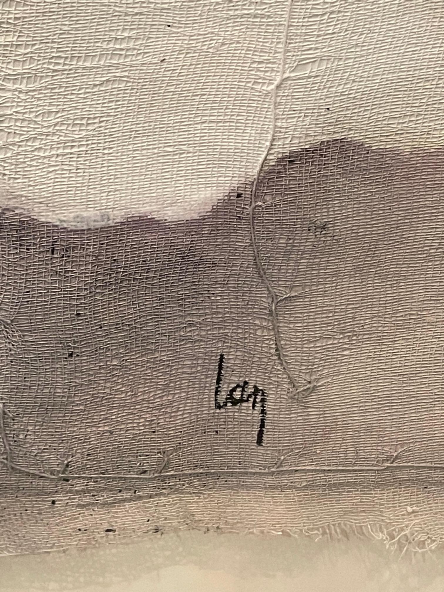 Contemporary Belgian artist Diane Petry creates her own three layer canvas using pima cotton, gauze and fine paper.
Raw edges and applied threads add texture and dimension.
Colors are cream, mauve and grey.
All artwork can be commissioned for any