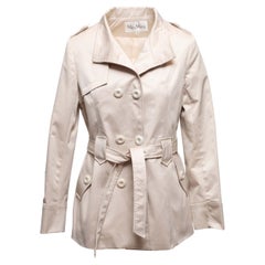 Cream Max Mara Wool-Blend Double-Breasted Coat