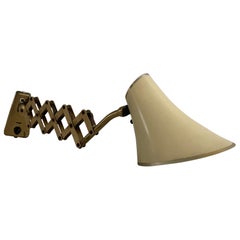 Cream Metal Brass Scissor Wall Lamp by Karl Lang for SIS Licht, 1950s, Germany