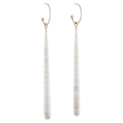 Cream MINIE Earrings with Chalcedony and Shimmering Pavé Diamond Hooks, 18k Rose