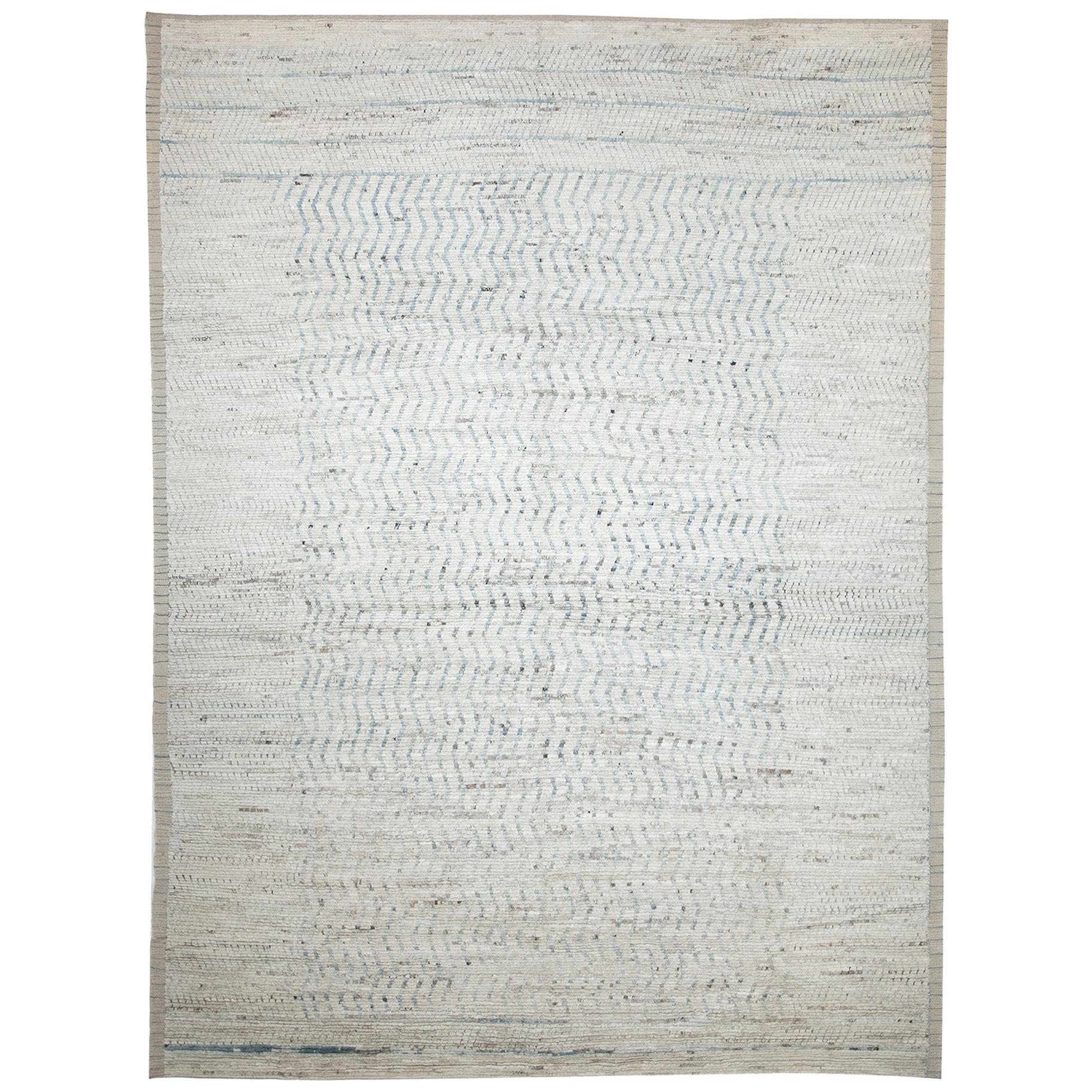 Nazmiyal Collection Cream Modern Moroccan Style Rug. Size: 10 ft x 13 ft 9 in