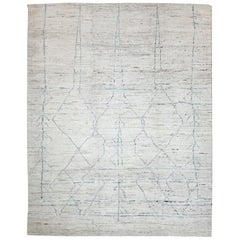 Cream Modern Moroccan Style Rug. Size: 8 ft 2 in x 10 ft