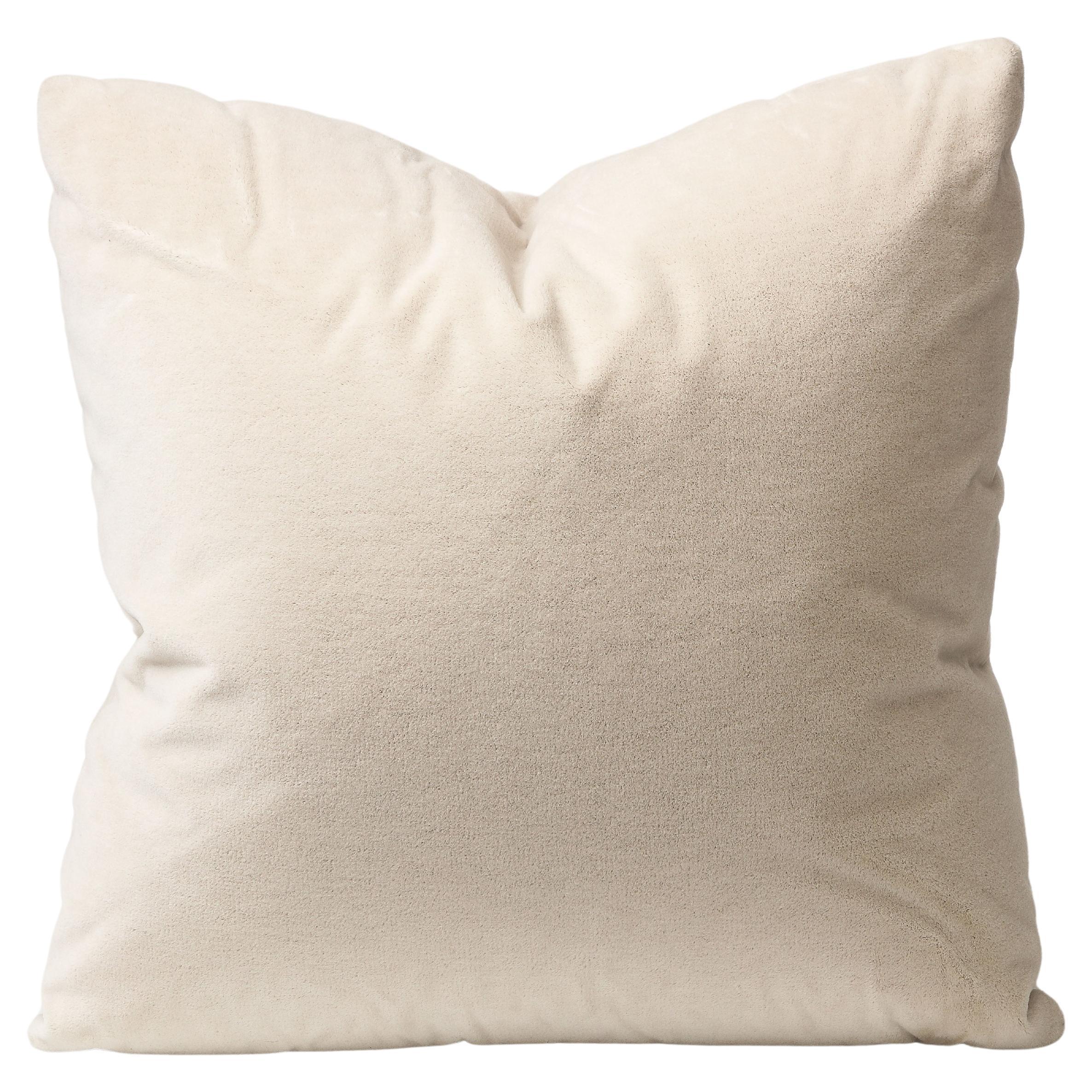 Cream Mohair 21" Square Pillow For Sale