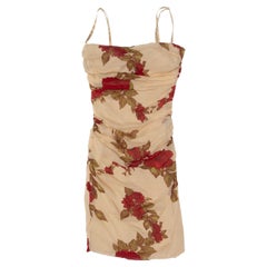Crema e Multicolore Dolce & Gabbana: mini abito in seta con stampa floreale Taglia IT 40