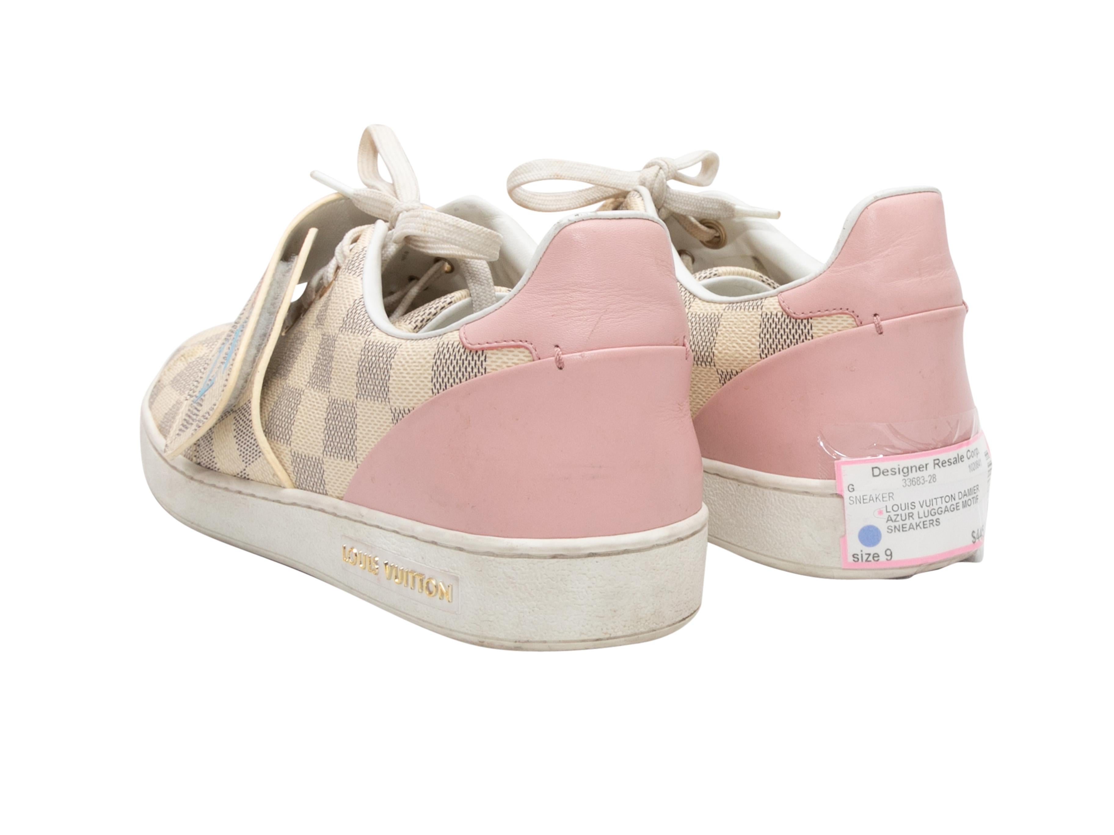 Cream & Multicolor Louis Vuitton Damier Azur Luggage Motif Sneakers Size 40 1