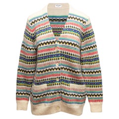 Cream & Multicolor Saint Laurent Wool & Mohair-Blend Cardigan