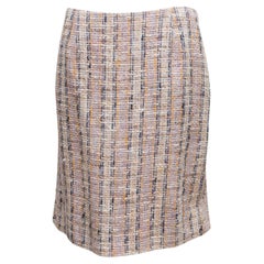 Falda hasta la rodilla de tweed de algodón Valentino en crema y multicolor