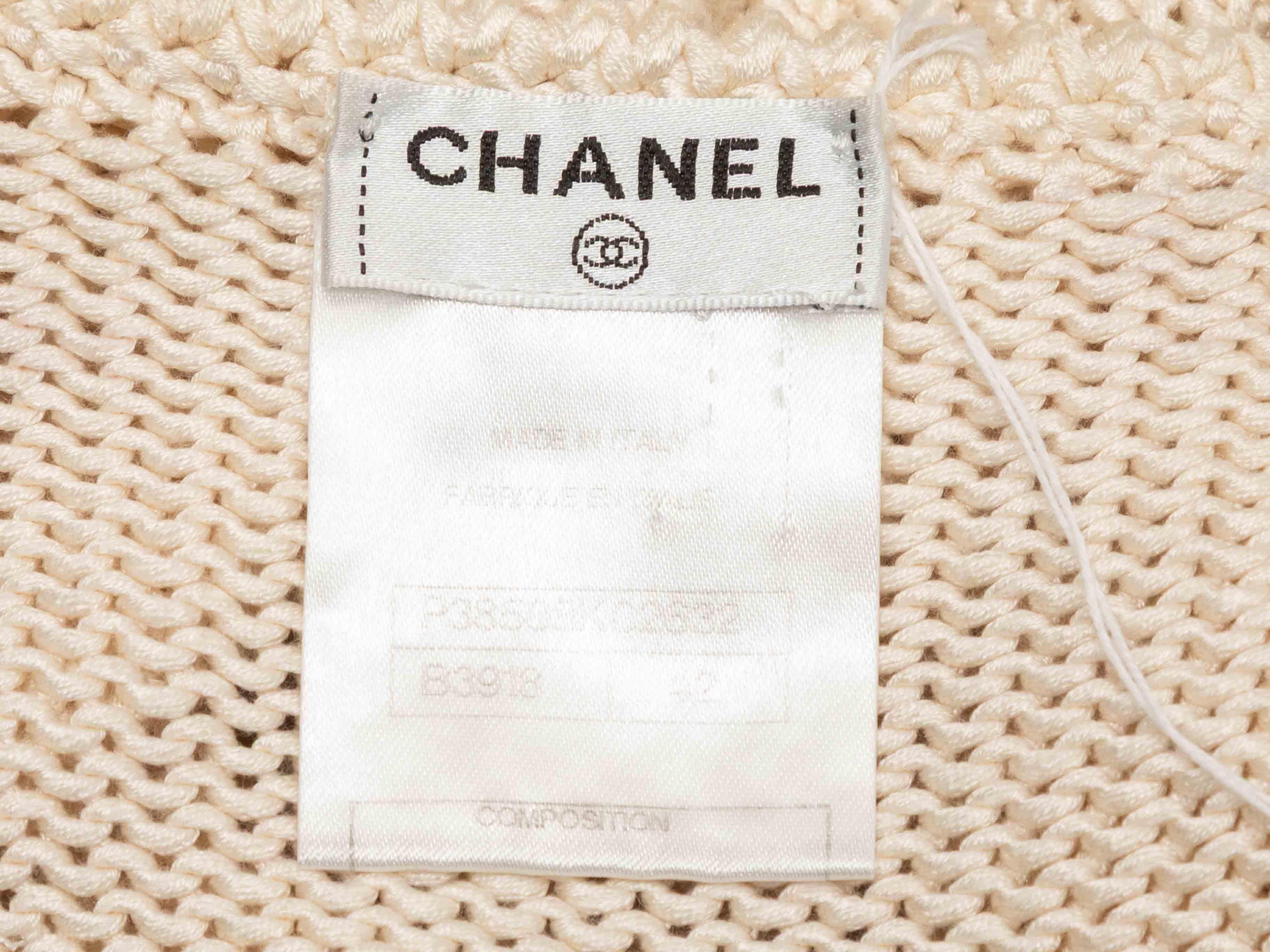 Creme & Marineblau Chanel stricken ärmelloses Kleid Größe FR 42 Damen im Angebot