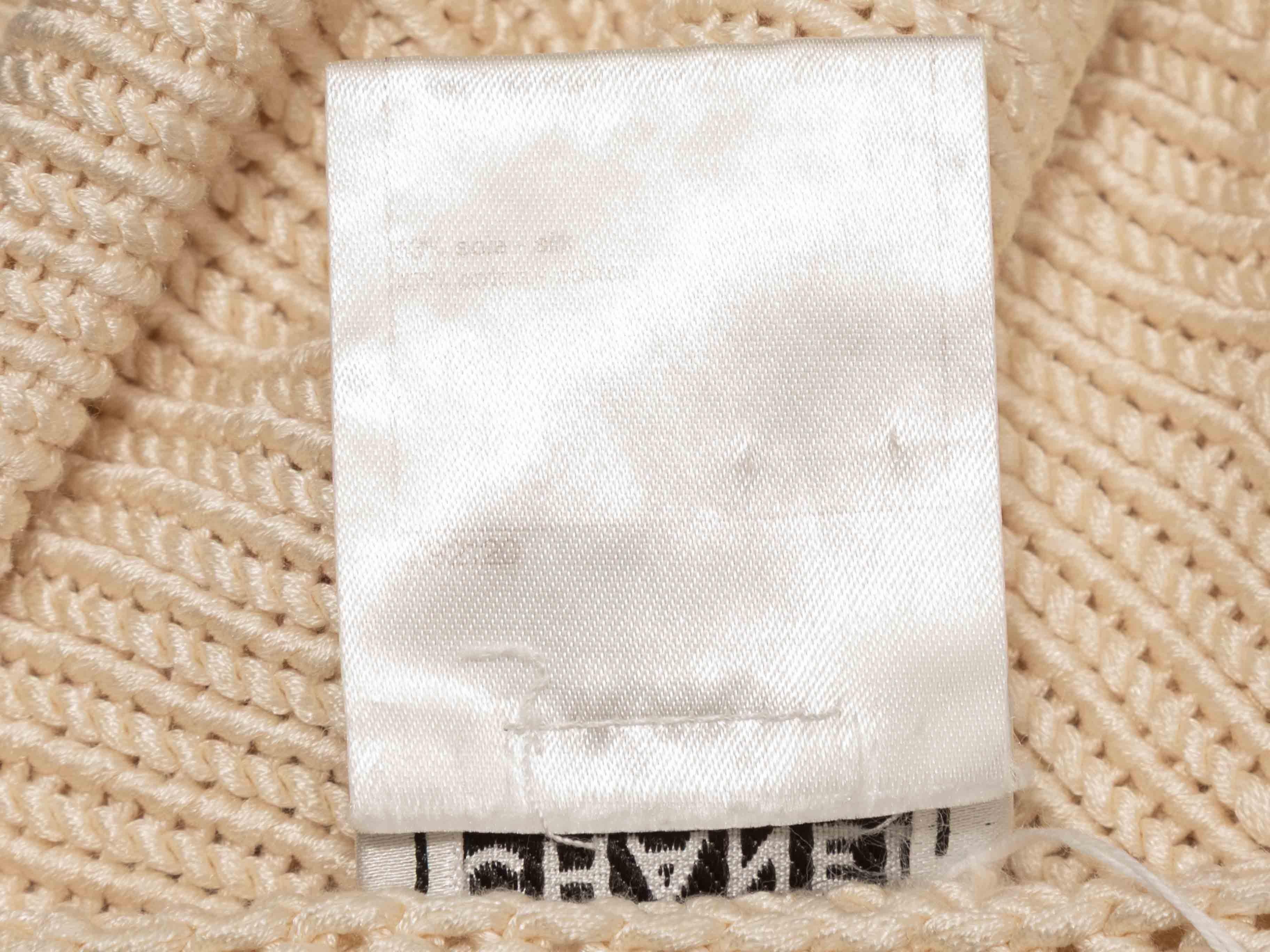 Creme & Marineblau Chanel stricken ärmelloses Kleid Größe FR 42 im Angebot 1