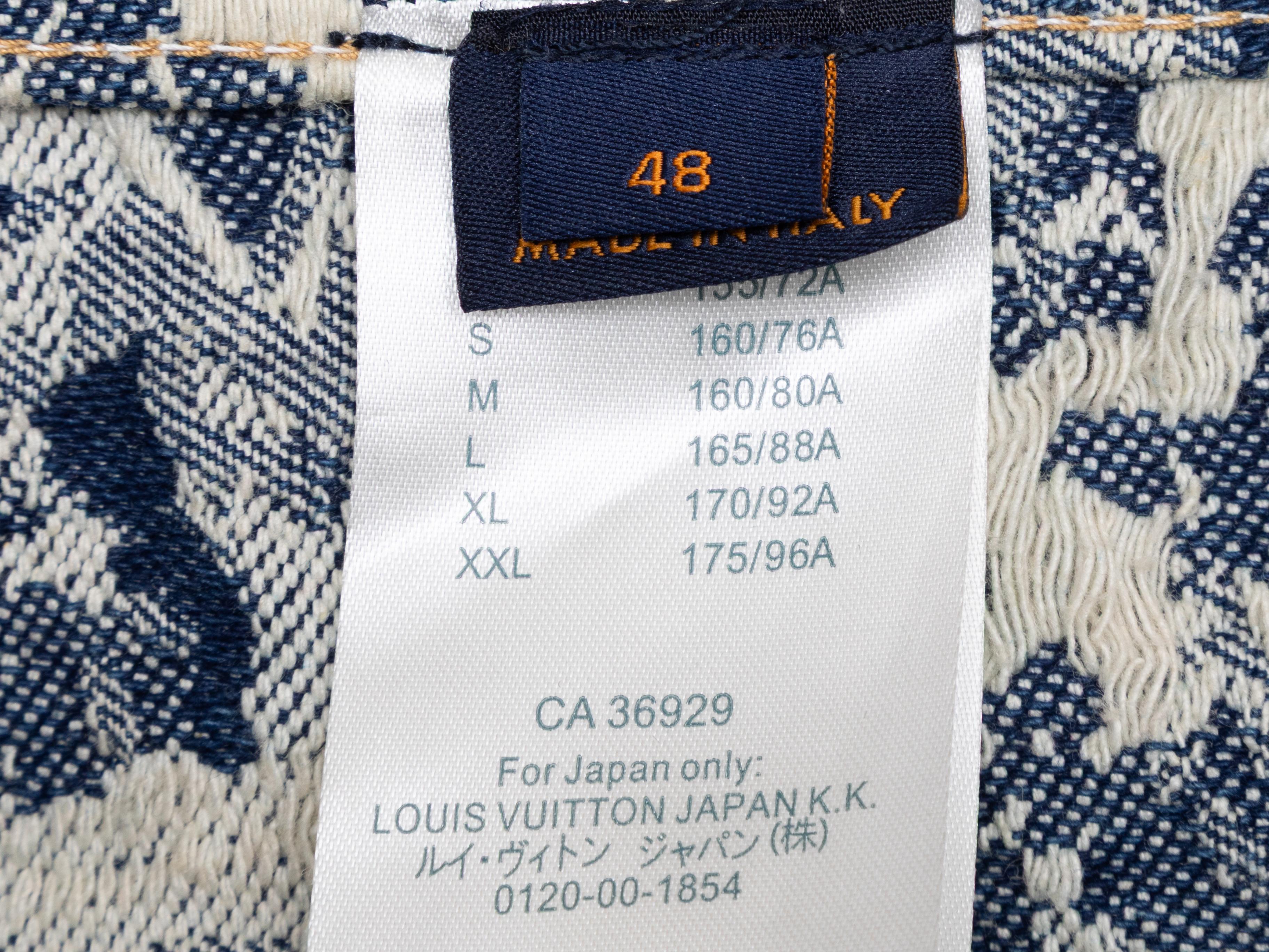 Veste en tapisserie florale enduite crème et marine Louis Vuitton Taille FR 48 en vente 1