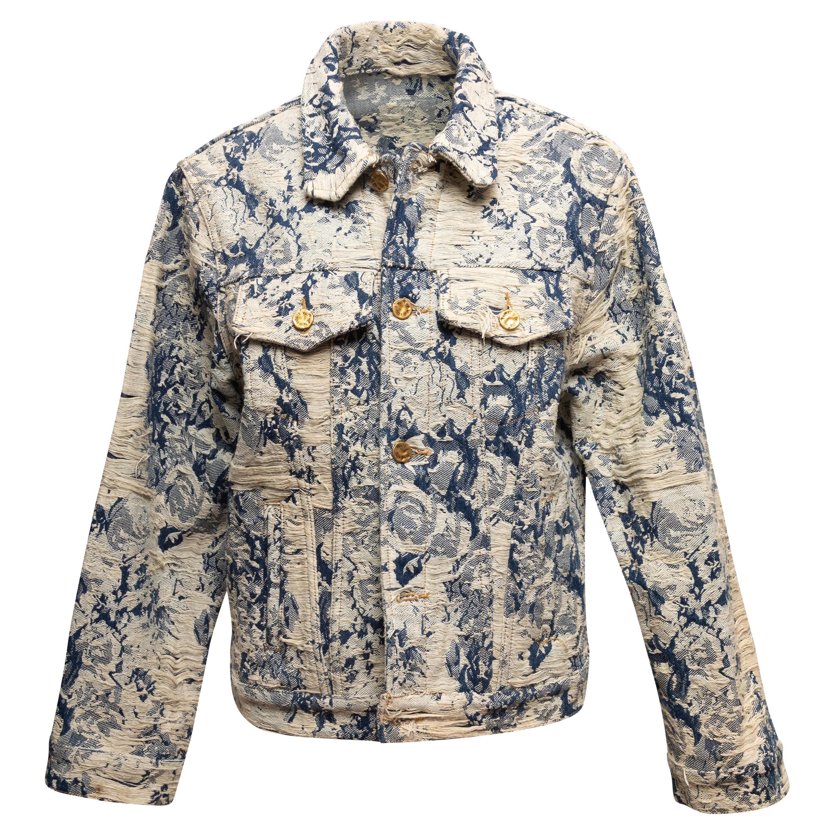 Veste en tapisserie florale enduite crème et marine Louis Vuitton Taille FR 48