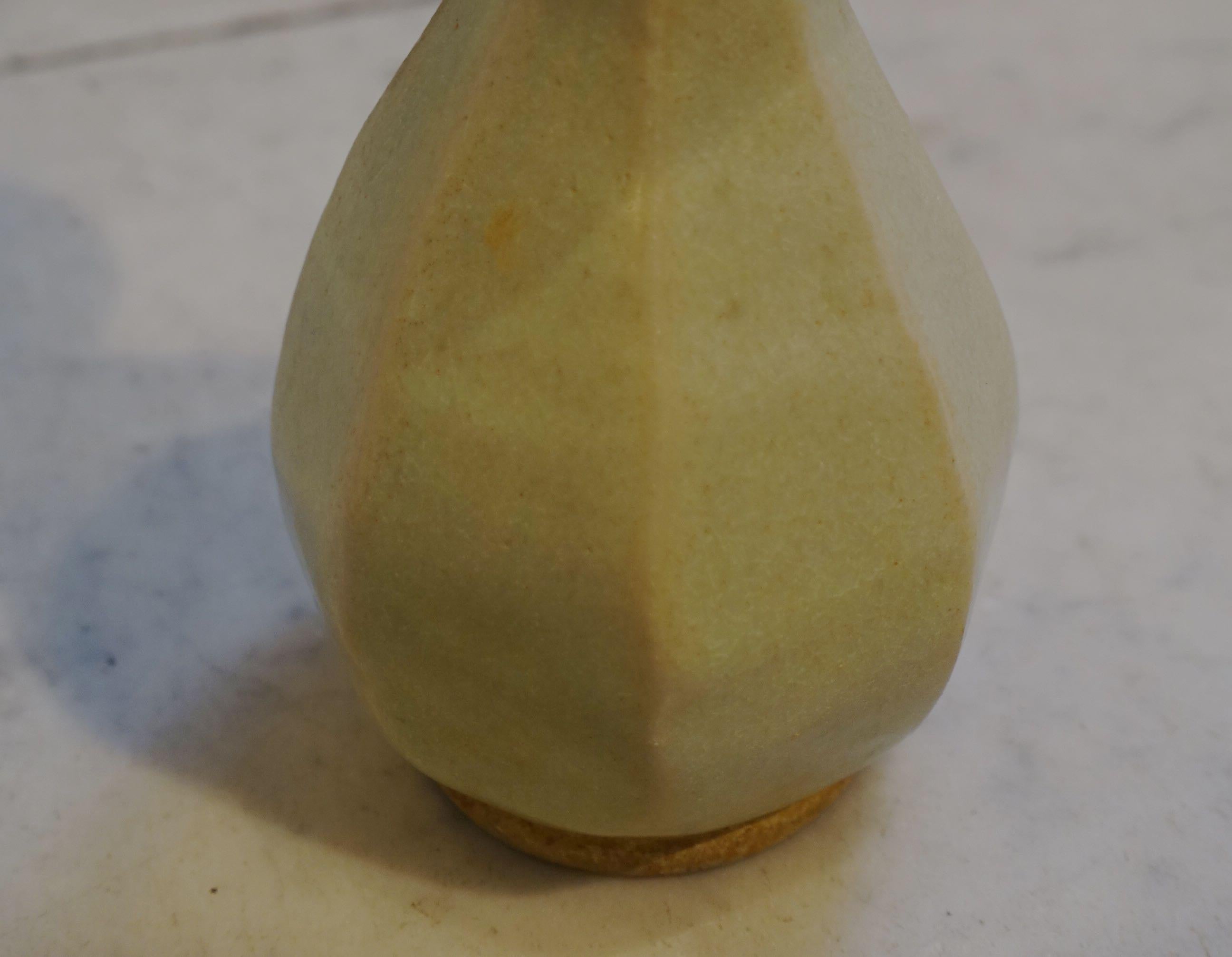 Cambodian Cream Octagonally Shaped Vase, Cambodia, 19th Century