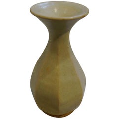 Cream Octagonally Shaped Vase, Cambodia, 19th Century