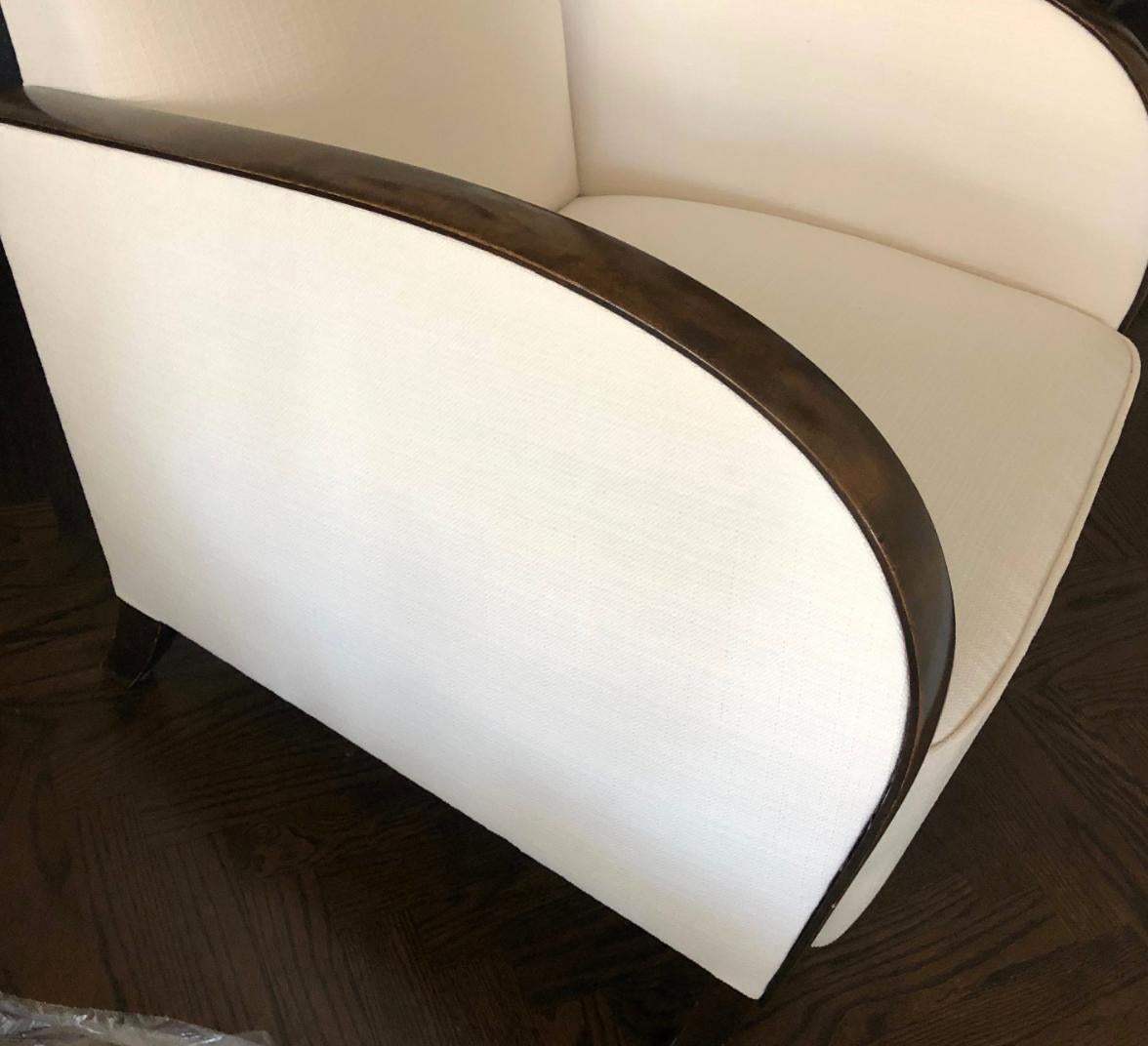 Newly Upholstered Cream / Off White Pair of Swedish Art Deco Club Chairs In Good Condition In New York, NY
