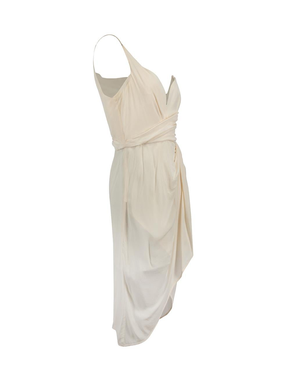 CONDITION is Very good. Minor pulls in fabric on left hand side of dress. Minimal wear to this used Zimmermann designer resale item.



Details


Cream

Silk

Mini dress

Single shoulder strapped

Plunge neckline

Ruched accent

Side zip closure