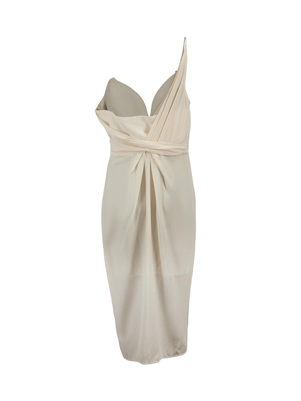 Zimmermann Cream One Shoulder Ruched Detail Mini Dress Size XL In Good Condition In London, GB