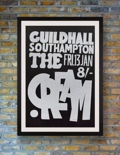 Cream Original Vintage UK Concert Poster, Guildhall, Southampton, 1967
