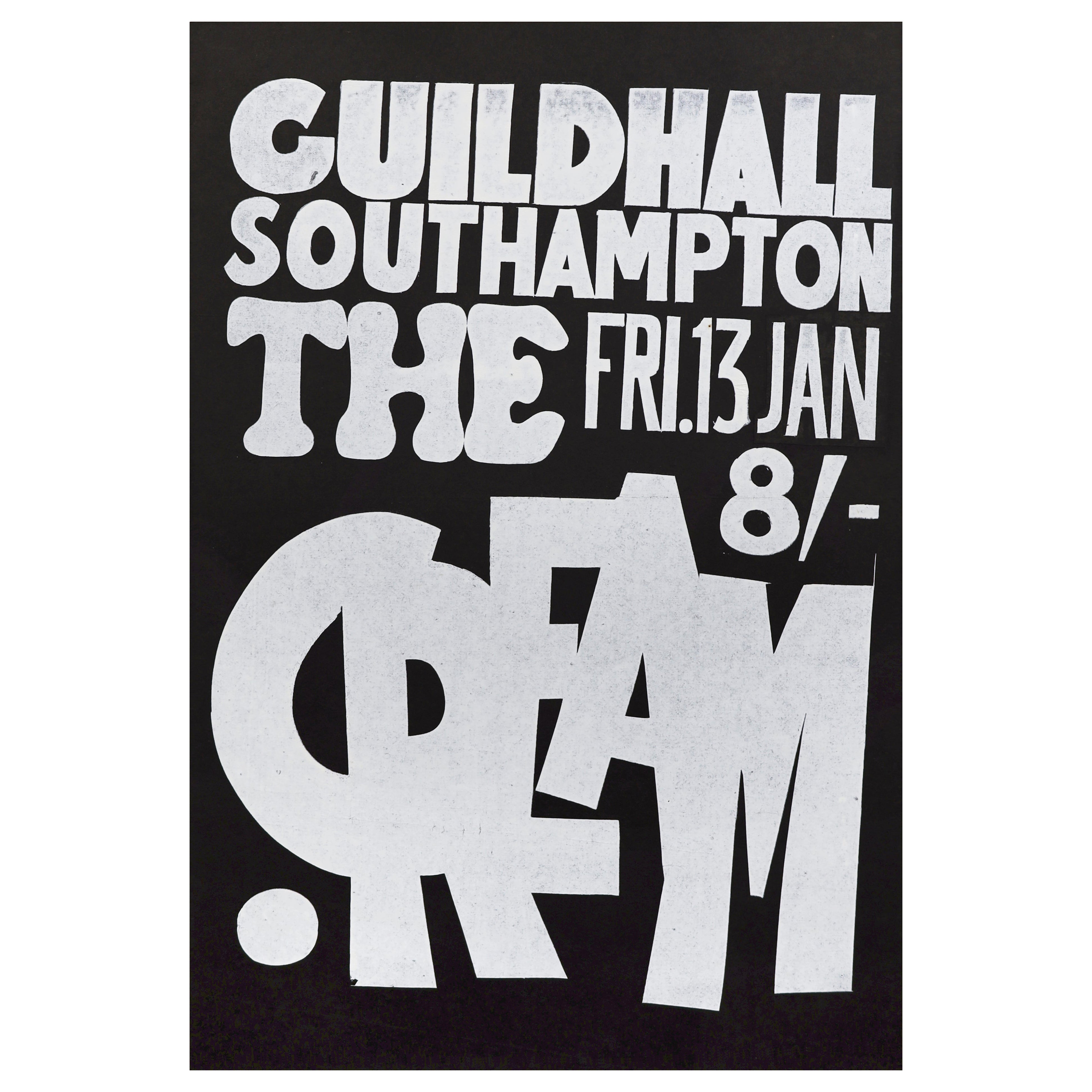 Cream Original Vintage UK Concert Poster, Guildhall, Southampton, 1967
