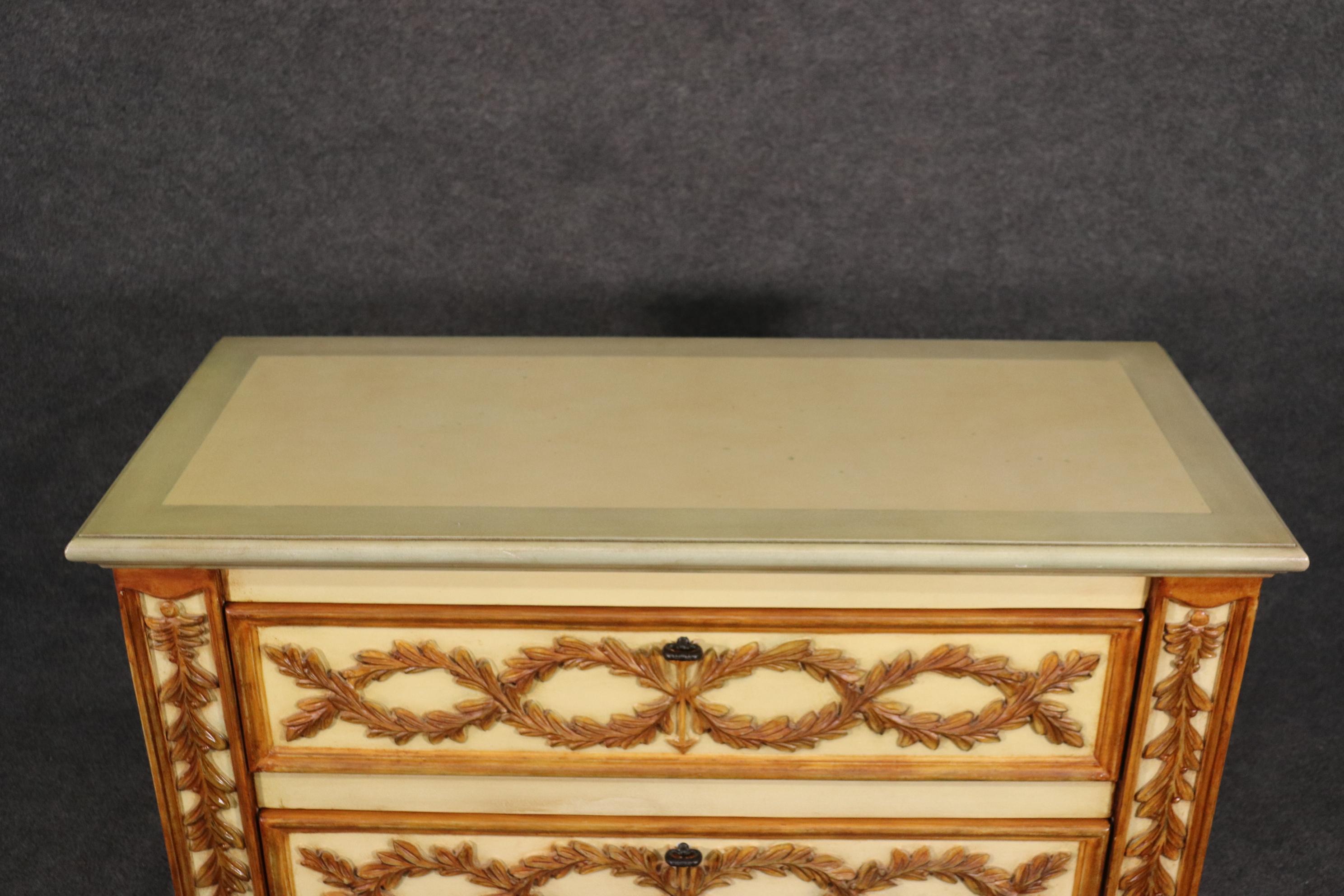 Late 20th Century Cream Paint and Gold French Louis XVI Commode Dresser