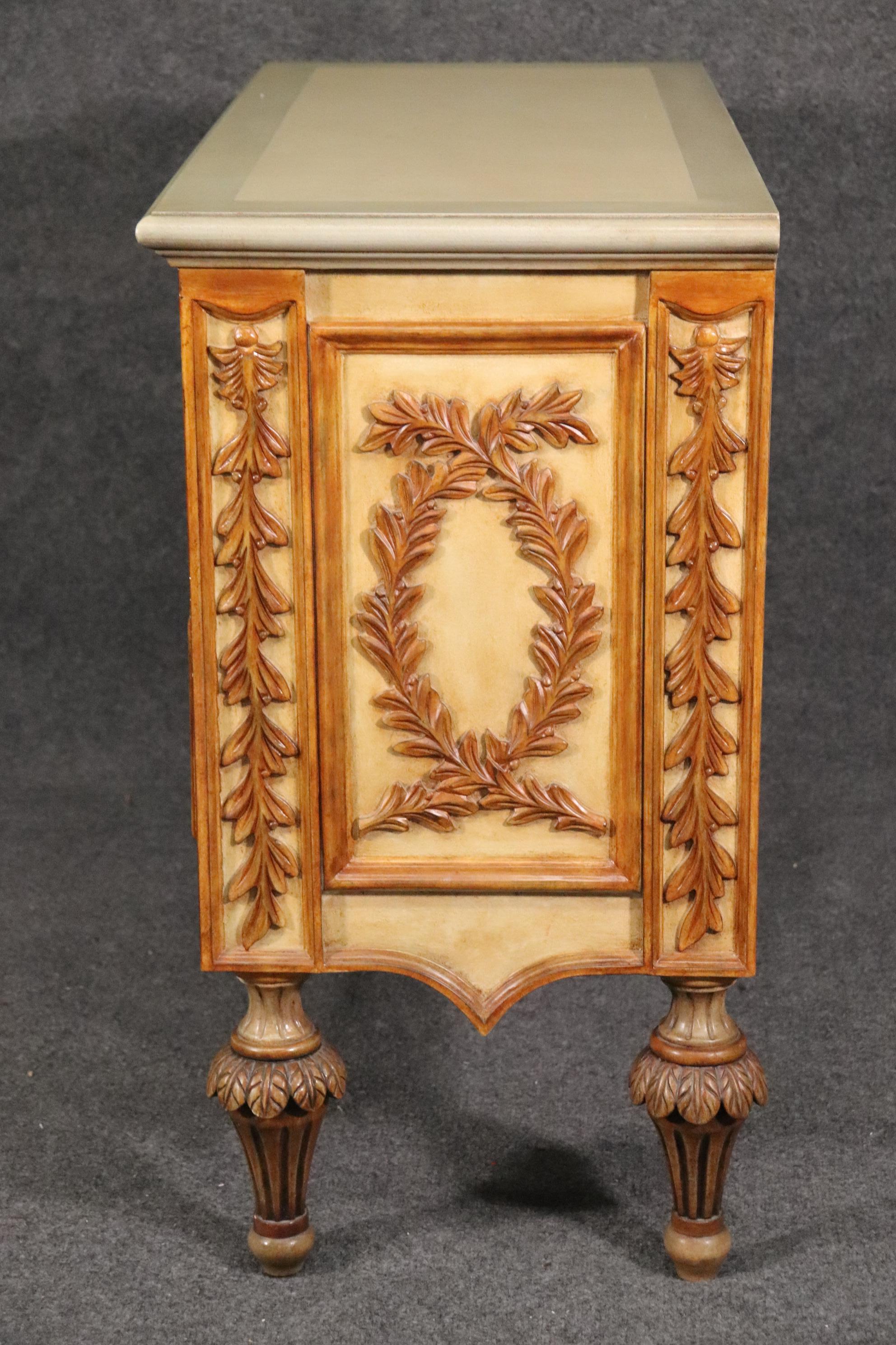 Walnut Cream Paint and Gold French Louis XVI Commode Dresser