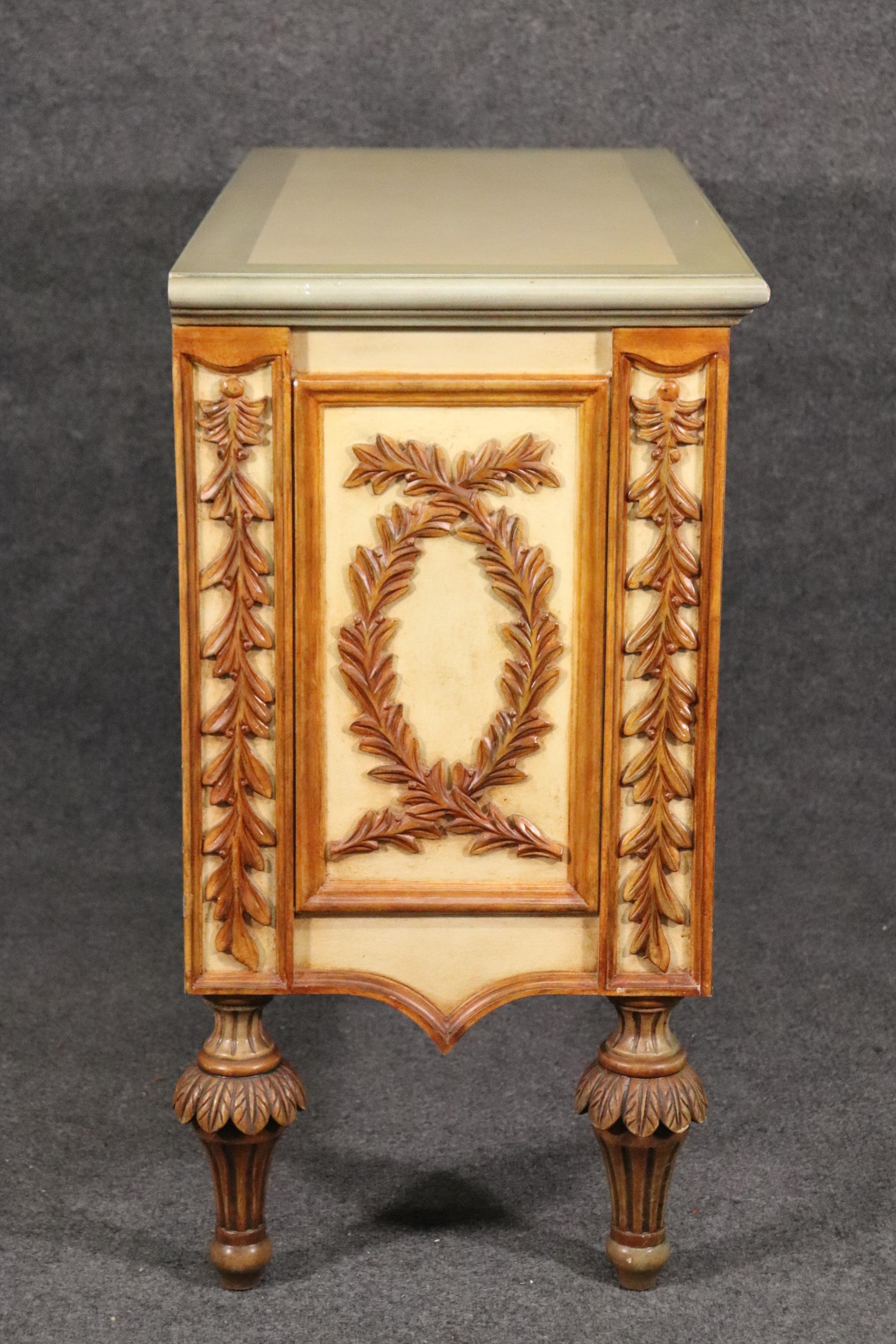 Cream Paint and Gold French Louis XVI Commode Dresser 1