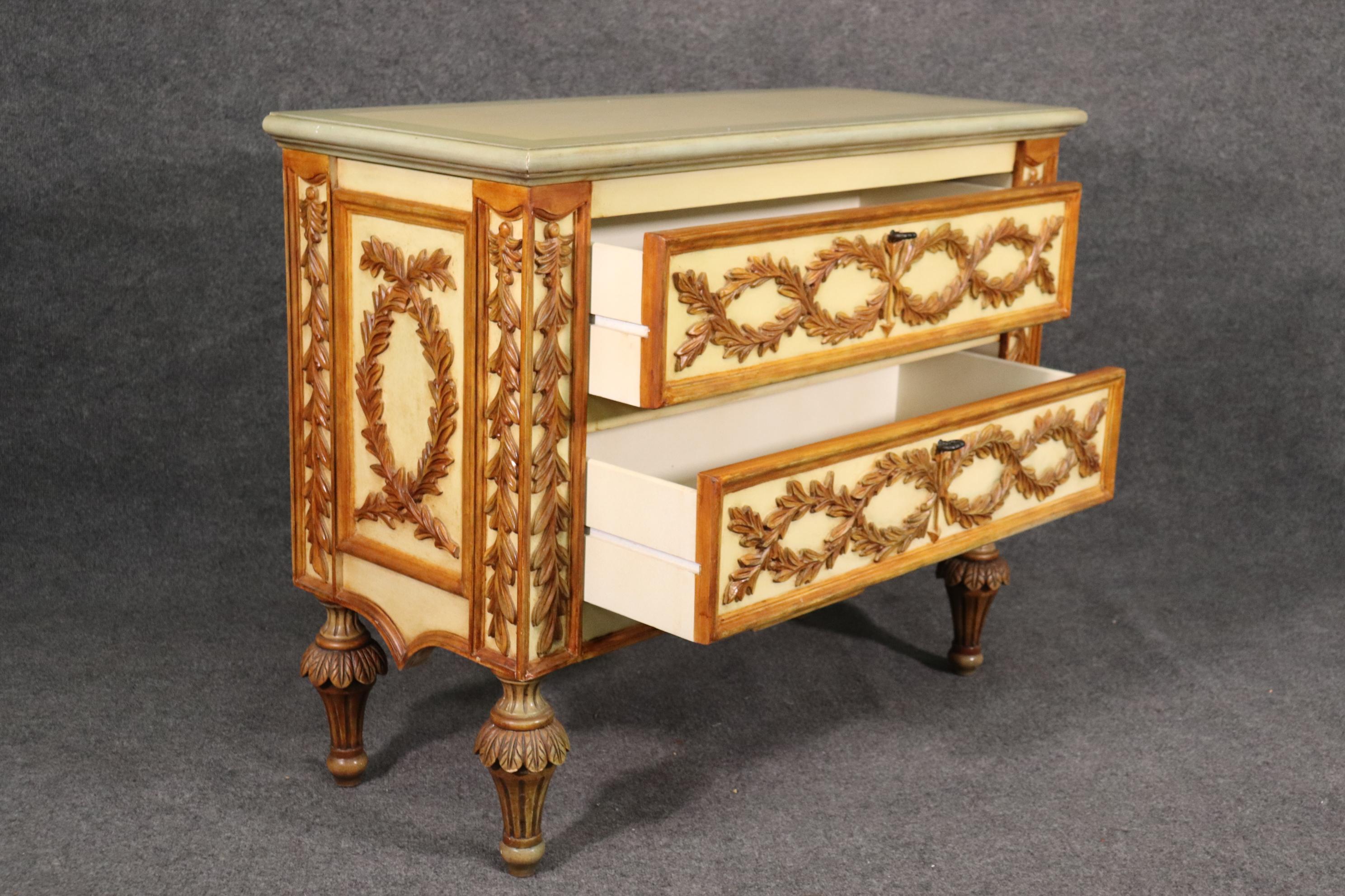 Cream Paint and Gold French Louis XVI Commode Dresser 2