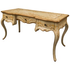 Vintage Cream-Painted and Decorated Louis XV Style Writing Table