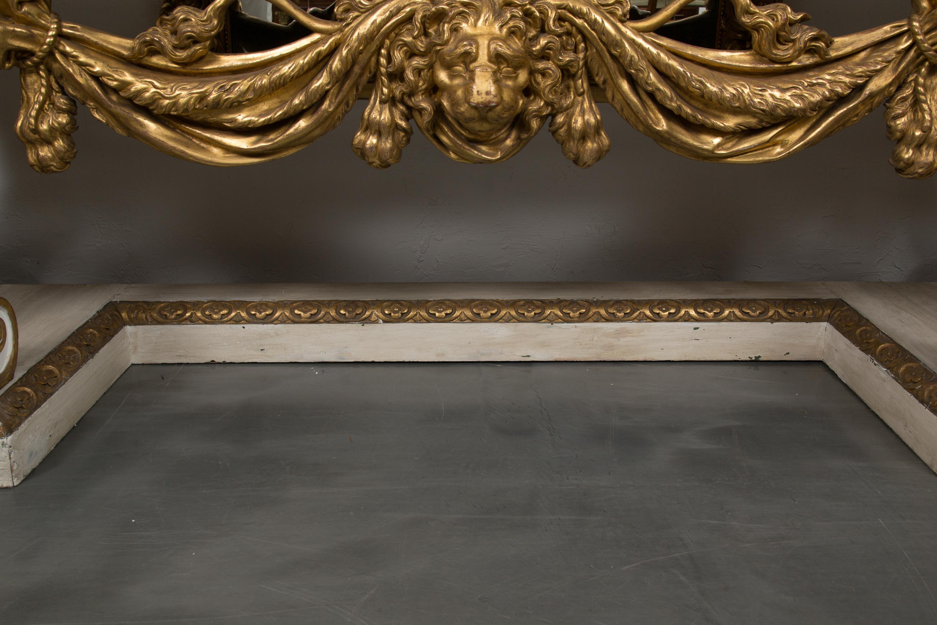 Cream-Painted and Parcel Gilt Italian Console with Marble Top 4