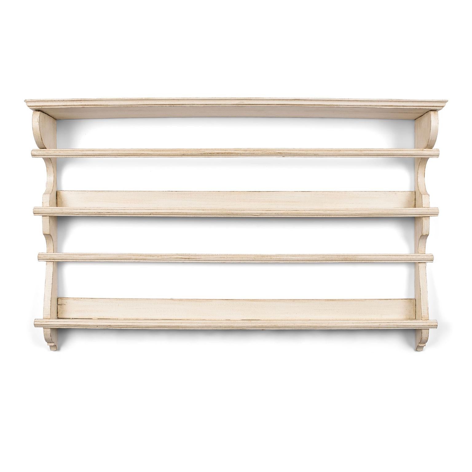 19th Century Cream Painted French Plate Rack