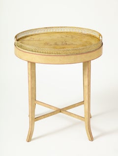 Cream-Painted Oval Tray Table with Chinoiserie Decoration